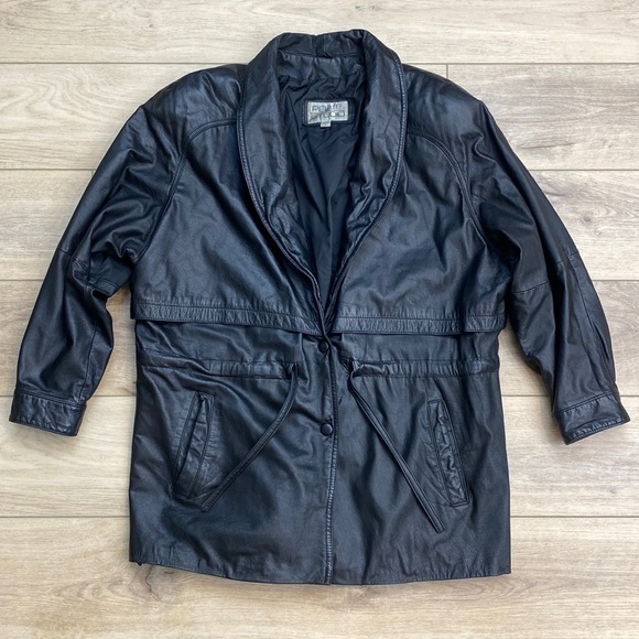 Vintage 80's Pelle‎ Leather Overcoat - Picture 1 of 16